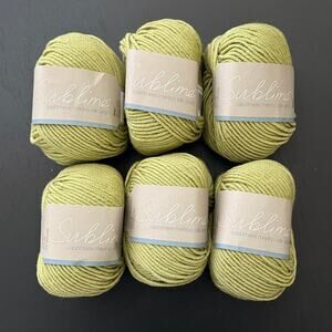 Sublime Cashmere Merino Silk Aran Yarn Lot Of 6 Skeins Shade 0019 Green
